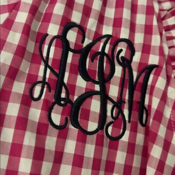 Pink Gingham Ruffle Robe with Monogram - Picture 4 of 7
